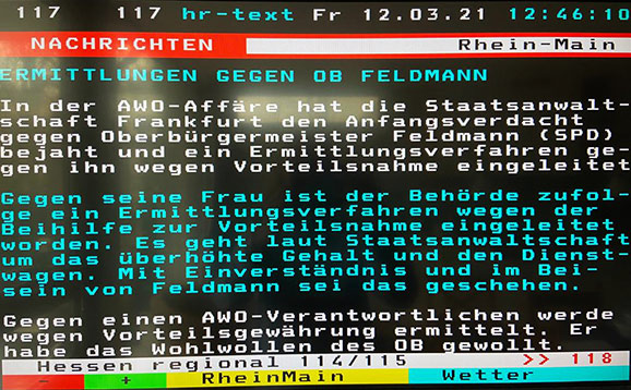 BFF: OB Peter Feldmann (SPD) muß sein Amt ruhen lassen